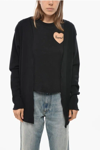 Allude Wool Blend Buttonless Cardigan In Black