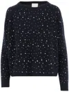 Allude Wool Blend Pullover With Rhinestones And Studs In Black