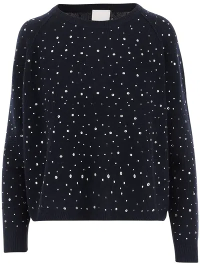 ALLUDE ALLUDE WOOL BLEND PULLOVER WITH RHINESTONES AND STUDS