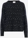 Allude Wool Blend Pullover With Rhinestones And Studs In Black