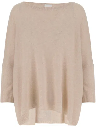 Allude Wool Blend Pullover With Rhinestones And Studs In Neutrals