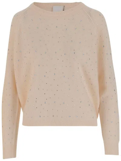 ALLUDE ALLUDE WOOL BLEND PULLOVER WITH RHINESTONES AND STUDS