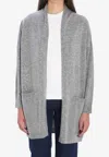 Allude Wool-blend Ribbed Cardigan In Gray