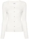 Allude Ribbed-knit Virgin Wool Cardigan In White