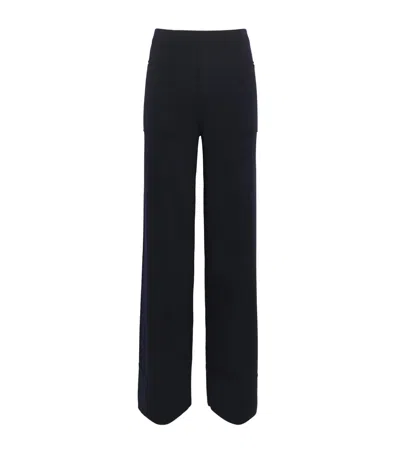 Allude Wool-cashmere Straight Trousers In Blue