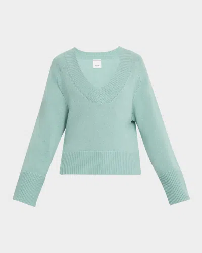 Allude Wool-cashmere V-neck Pullover In Hot Spring
