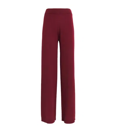 Allude Wool-cashmere Wide-leg Trousers In Red