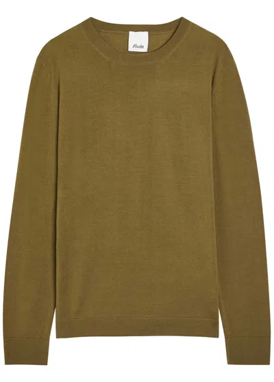 Allude Fine-knit Long-sleeve T-shirt In Green