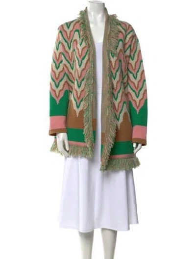 Pre-owned Allude Wool Patterned Sweater In Green
