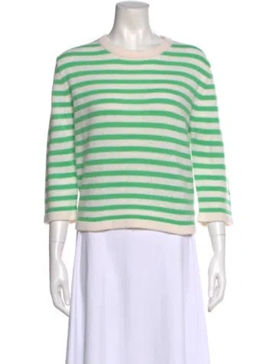 Pre-owned Allude Wool Striped Sweater In Green