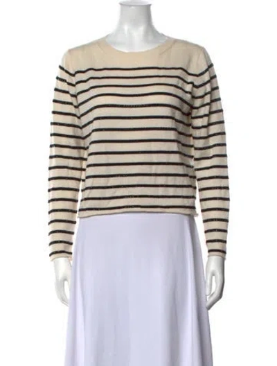 Pre-owned Allude Wool Striped Sweater In White