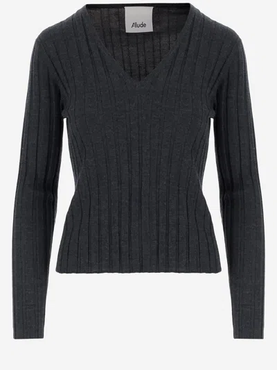 ALLUDE ALLUDE WOOL SWEATER WITH STRIPED PATTERN