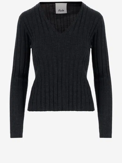 ALLUDE ALLUDE WOOL SWEATER WITH STRIPED PATTERN