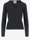 Allude Wool Sweater With Striped Pattern In Black