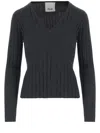 Allude Wool Sweater With Striped Pattern In Gray