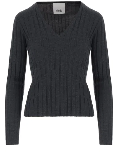 ALLUDE WOOL SWEATER WITH STRIPED PATTERN