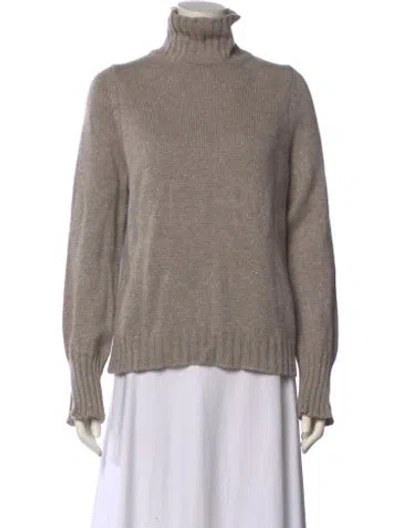 Pre-owned Allude Wool Turtleneck Sweater In Neutral