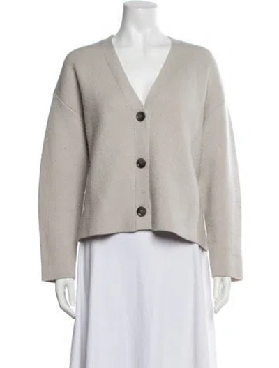 Pre-owned Allude Wool V-neck Sweater In Neutrals