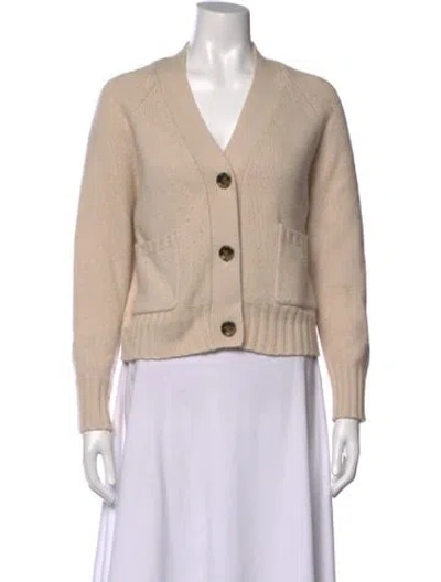 Pre-owned Allude Wool V-neck Sweater In Neutrals