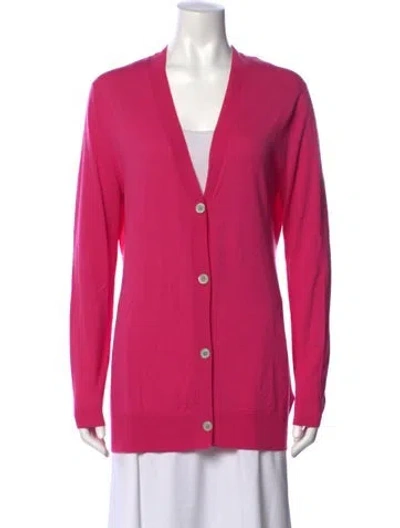 Pre-owned Allude Wool V-neck Sweater In Pink