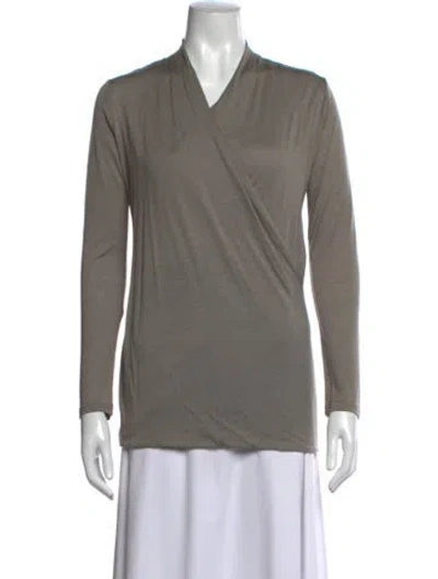 Pre-owned Allude Wool V-neck Top In Grey