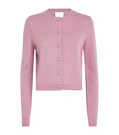 Allude Wool-cashmere Crystal-embellished Cardigan In Pink