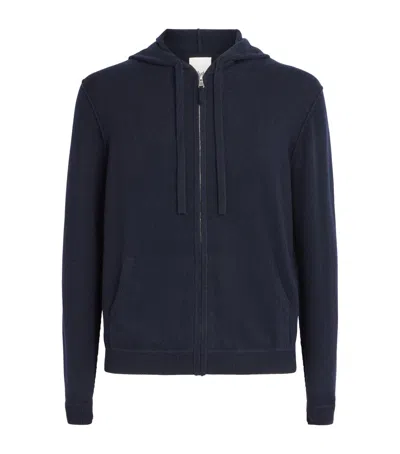 Allude Wool-cashmere Zip-up Hoodie In Blue