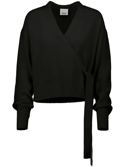 Allude Wrap Cardigan In Black