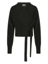 Allude Wrap-front Ribbed Cardigan In Black