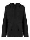Allude Rib-knit Wool And Cashmere Sweatshirt With Adjustable Hood In Black