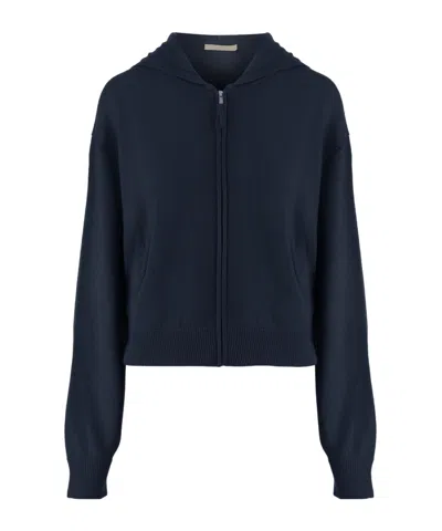 Allude Zip-up Hooded Sweater In Black