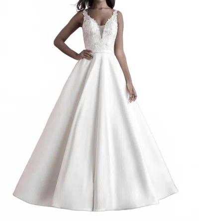 Allure Bridals Beaded Floral Wedding Gown In Ivory Silver In Multi
