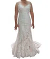 Allure Bridals Elegant Lace Strapless Wedding Gown In Champagne/ivory In Multi