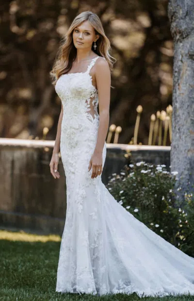Allure Bridals Fitted Lace Bridal Gown In Champagne In White