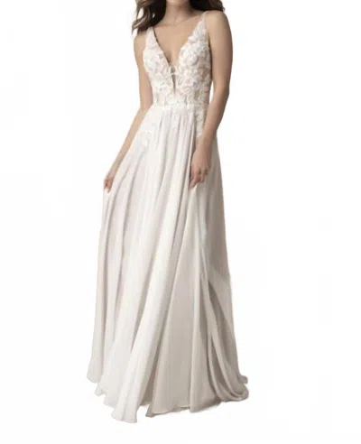 Allure Bridals Floral Lace Wedding Dress In Ivory Over Mocha In Neutral