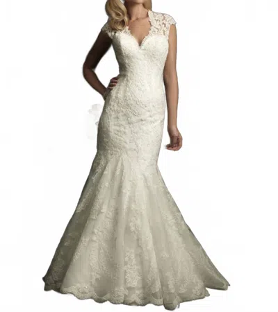 Allure Bridals Keyhole Back Gown In Ivory In Multi