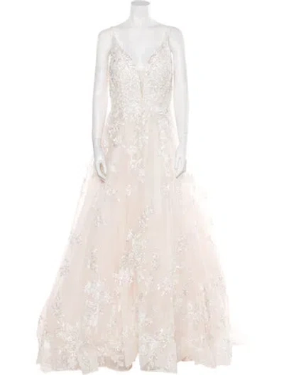 Pre-owned Allure Bridals Lace Pattern Long Dress W/ Tags In White