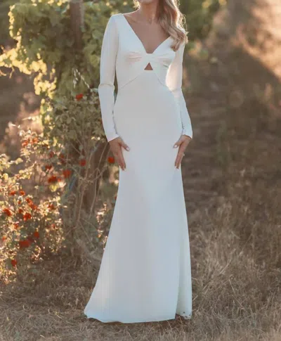 Allure Bridals Long Sleeved Bridal Sheath Gown In Ivory In Multi