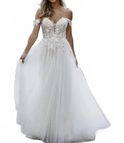 Allure Bridals Off-shoulder Gown In Nude/ivory/champagne/nude In Multi