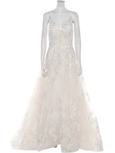 Pre-owned Allure Bridals Patterned Long Dress W/ Tags In Neutral