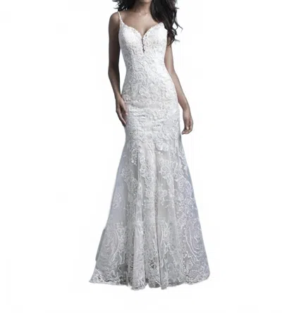 Allure Bridals Romantic Fit-and-flare Wedding Gown In Sand/ivory/silver In Multi