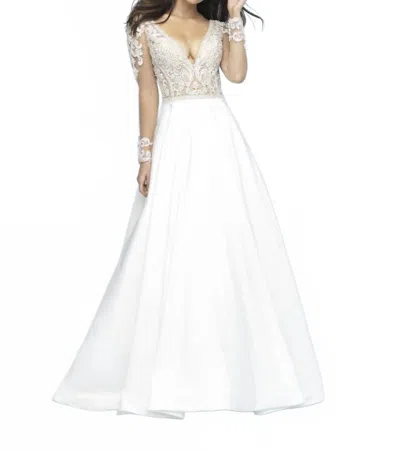 Allure Bridals Sleeved Wedding Dress In Ivory In White