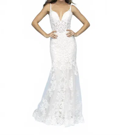 Allure Bridals Sleeveless Wedding Dress In Almond/champagne/ivory In White