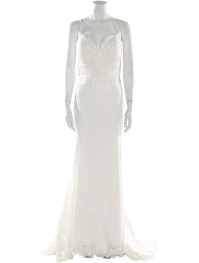 Pre-owned Allure Bridals Square Neckline Long Dress W/ Tags In White