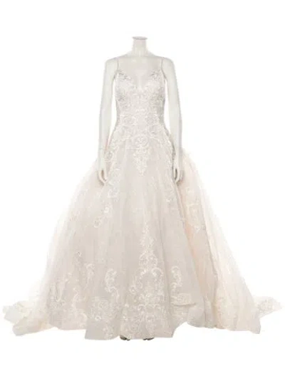 Pre-owned Allure Bridals Square Neckline Long Dress In White