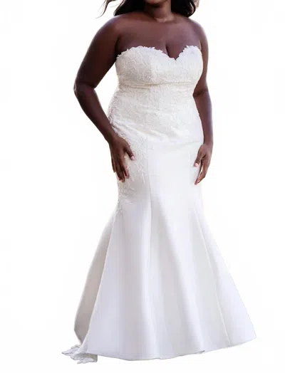 Allure Bridals Strapless Fit-and-flare Wedding Gown In Ivory In Multi