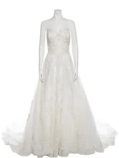 Pre-owned Allure Bridals Strapless Long Dress In Gray