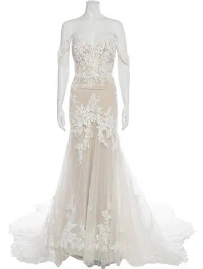 Pre-owned Allure Bridals Strapless Long Dress In Neutral