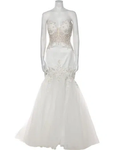 Pre-owned Allure Bridals Strapless Long Dress W/ Tags In Neutral