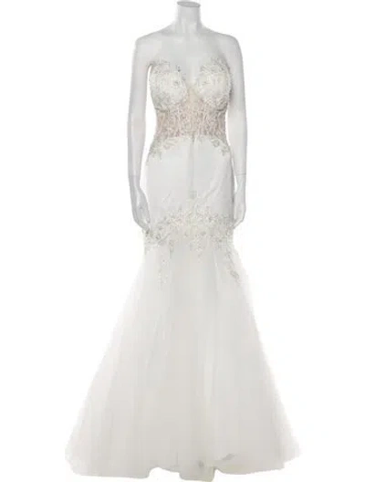 Pre-owned Allure Bridals Strapless Long Dress W/ Tags In Neutral